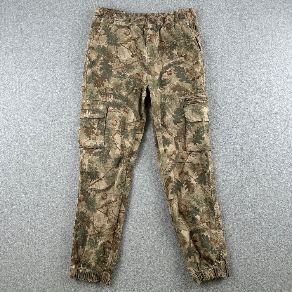 Sonoma Cargo Joggers Boys L 14/16 Camouflage Forest Print Elastic Waist Pants